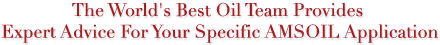 The worlds best oil team provides expert advie
for your specific AMSOIL application
